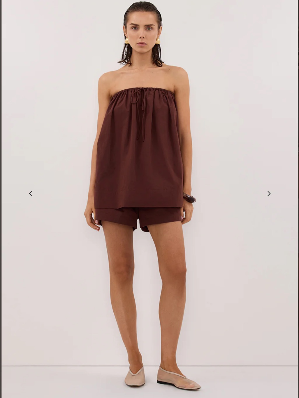 Nwt Dissh Sommer Cinnamon Strapless Poplin Top And Shorts Set
